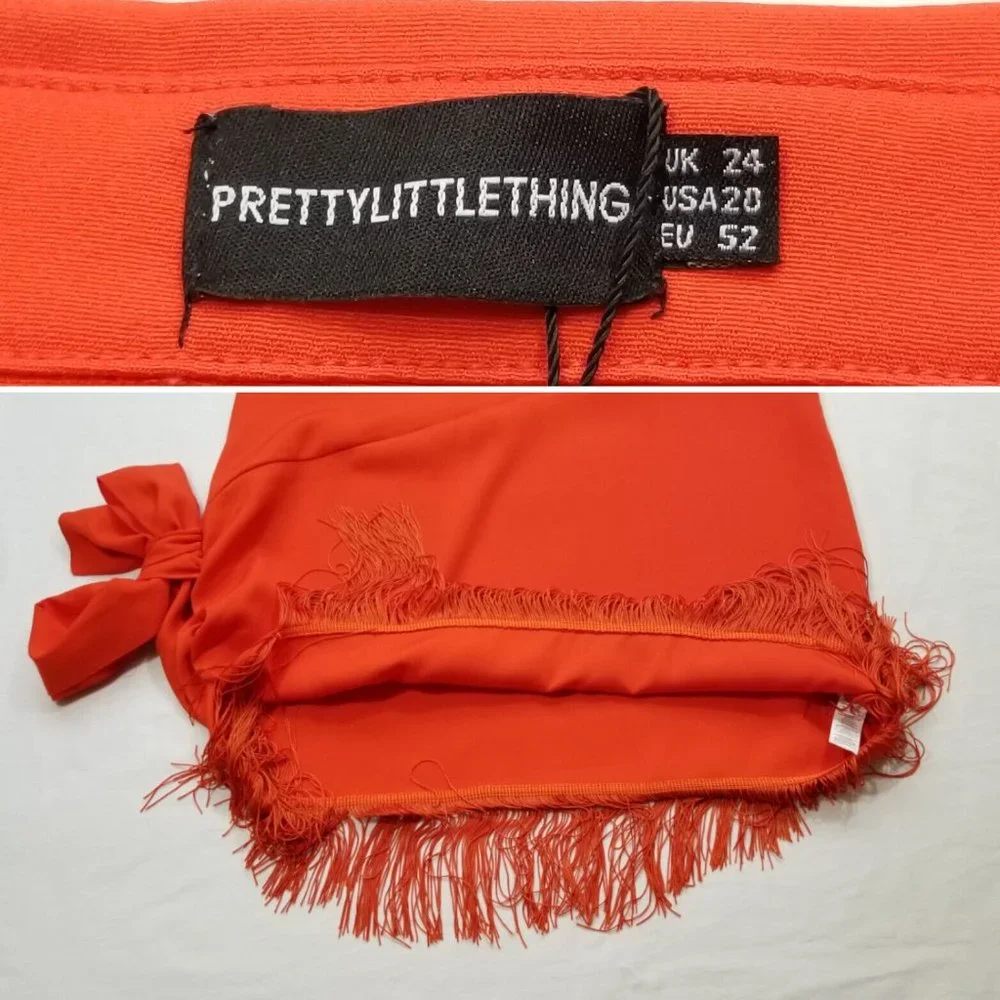 PRETTY LITTLE THING Tassel Hem Bodycon Dress 5436E1M - Picture 10 of 16